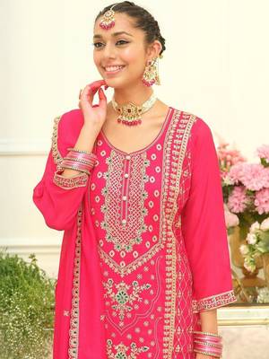 Women Ethnic Motifs Embroidered Regular Kurta with Palazzos & With Dupatta 2