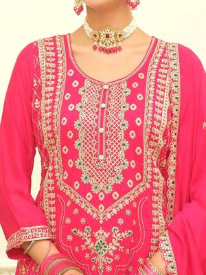 Women Ethnic Motifs Embroidered Regular Kurta with Palazzos & With Dupatta 4