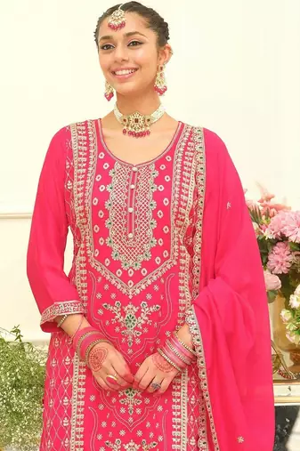 Women Ethnic Motifs Embroidered Regular Kurta with Palazzos & With Dupatta