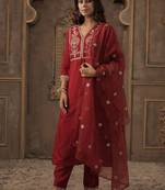 Women Ethnic Motifs Embroidered Kurta with Trousers & Dupatta