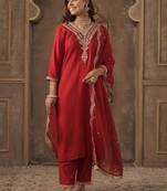 Women Ethnic Motifs Embroidered Kurta with Trousers & Dupatta