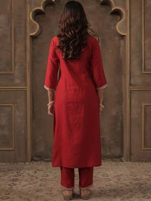 Women Ethnic Motifs Embroidered Kurta with Trousers & Dupatta 4