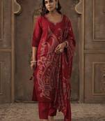 Women Ethnic Motifs Printed Regular Sequinned Kurta with Trousers & Dupatta