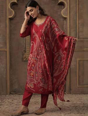 Women Ethnic Motifs Printed Regular Sequinned Kurta with Trousers & Dupatta 5
