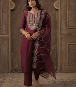 Women Ethnic Motifs Embroidered Kurta with Trousers & Dupatta
