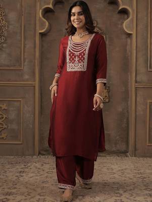 Women Ethnic Motifs Embroidered Kurta with Palazzo 2