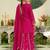 Floral Embroidered Sequinned Chinon Straight Kurta With Sharara & Dupatta