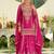 Floral Embroidered Sequinned Chinon Straight Kurta With Sharara & Dupatta