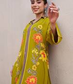 Women Floral Printed Shirt Collar Straight Kurta with Palazzos