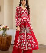 Floral Printed V-Neck Kurta with Palazzos