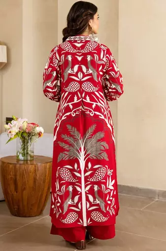 Floral Printed V-Neck Kurta with Palazzos