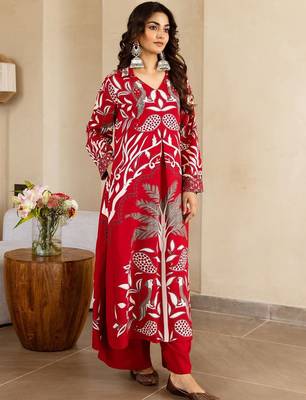 Floral Printed V-Neck Kurta with Palazzos 6