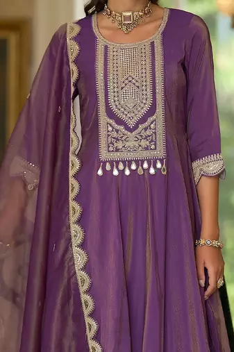 Women Ethnic Motifs Embroidered A-Line Kurta with Palazzos & Dupatta