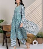 Ethnic Motifs Printed Thread Work Pure Cotton Kurta With Trousers &