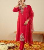 Women Ethnic Motifs Self Design Kurta with Trousers & Dupatta