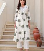 Women Ethnic Motifs Printed Cotton A-Line Kurta with Trousers