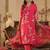 Floral Embroidered Thread Work V-Neck Straight Kurta & Trousers With Dupatta