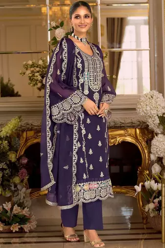 Women Ethnic Motifs Embroidered Kurta with Trousers & Dupatta