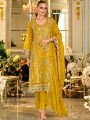 Women Ethnic Motifs Embroidered Kurta with Trousers & Dupatta 1
