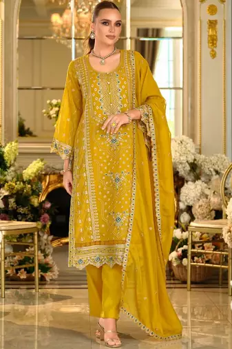 Women Ethnic Motifs Embroidered Kurta with Trousers & Dupatta