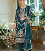Ethnic Motifs Embroidered Thread Work Straight Kurta With Trousers & Dupatta