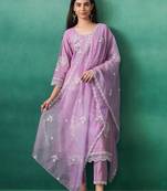 Women Floral Embroidered Kurta with Trousers & Dupatta