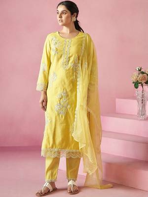 Women Ethnic Motifs Embroidered Regular Thread Work Kurta with Trousers & With Dupatta 3