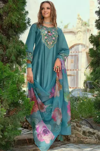Women Ethnic Motifs Embroidered A-Line Kurta with Trousers & Dupatta