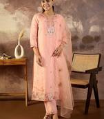 Women Floral Embroidered Kurta with Trousers & Dupatta