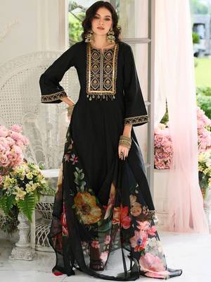 Women Ethnic Motifs Regular Sequinned Kurta with Trousers & With Dupatta 1