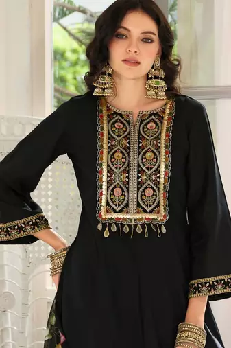 Women Ethnic Motifs Regular Sequinned Kurta with Trousers & With Dupatta