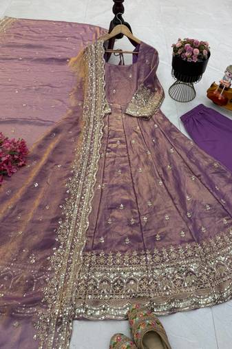 onion pink fendy silk embroidered stitched sharara kurta and duppta set