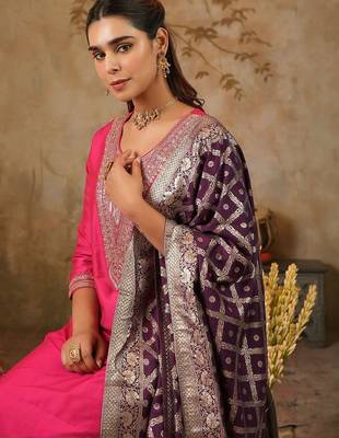 Women Ethnic Motifs Embroidered Regular Kurta with Trousers & Dupatta 4