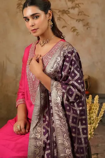 Women Ethnic Motifs Embroidered Regular Kurta with Trousers & Dupatta