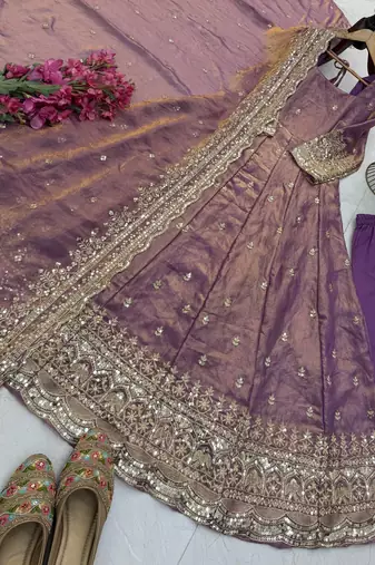 onion pink fendy silk embroidered stitched sharara kurta and duppta set