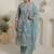 Floral Embroidered Thread Work Straight Kurta With Trousers & Dupatta