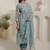 Floral Embroidered Thread Work Straight Kurta With Trousers & Dupatta