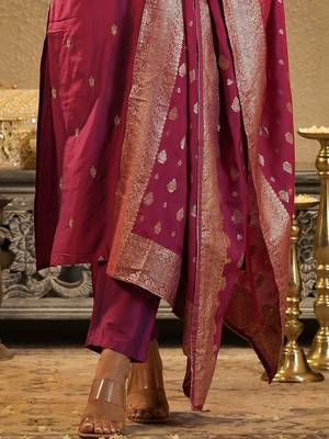 Ethnic Motifs Embroidered Thread Work Kurta with Trousers & Dupatta 6