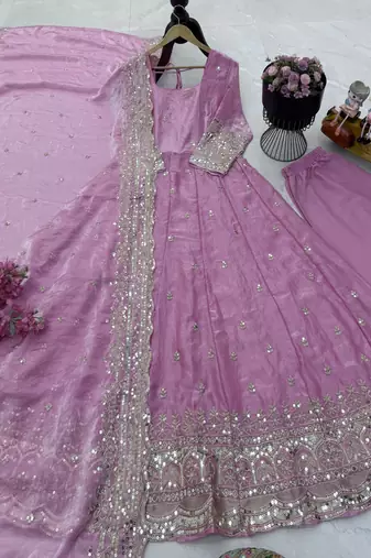 baby pink silk embroidered stitched kurta set