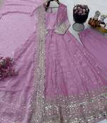 Baby pink silk embroidered stitched kurta set