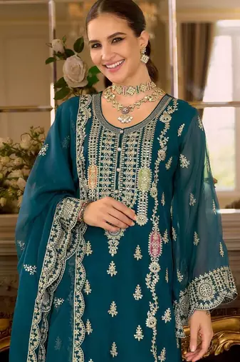 Women Ethnic Motifs Embroidered Kurta with Trousers & Dupatta