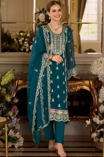 Women Ethnic Motifs Embroidered Kurta with Trousers & Dupatta