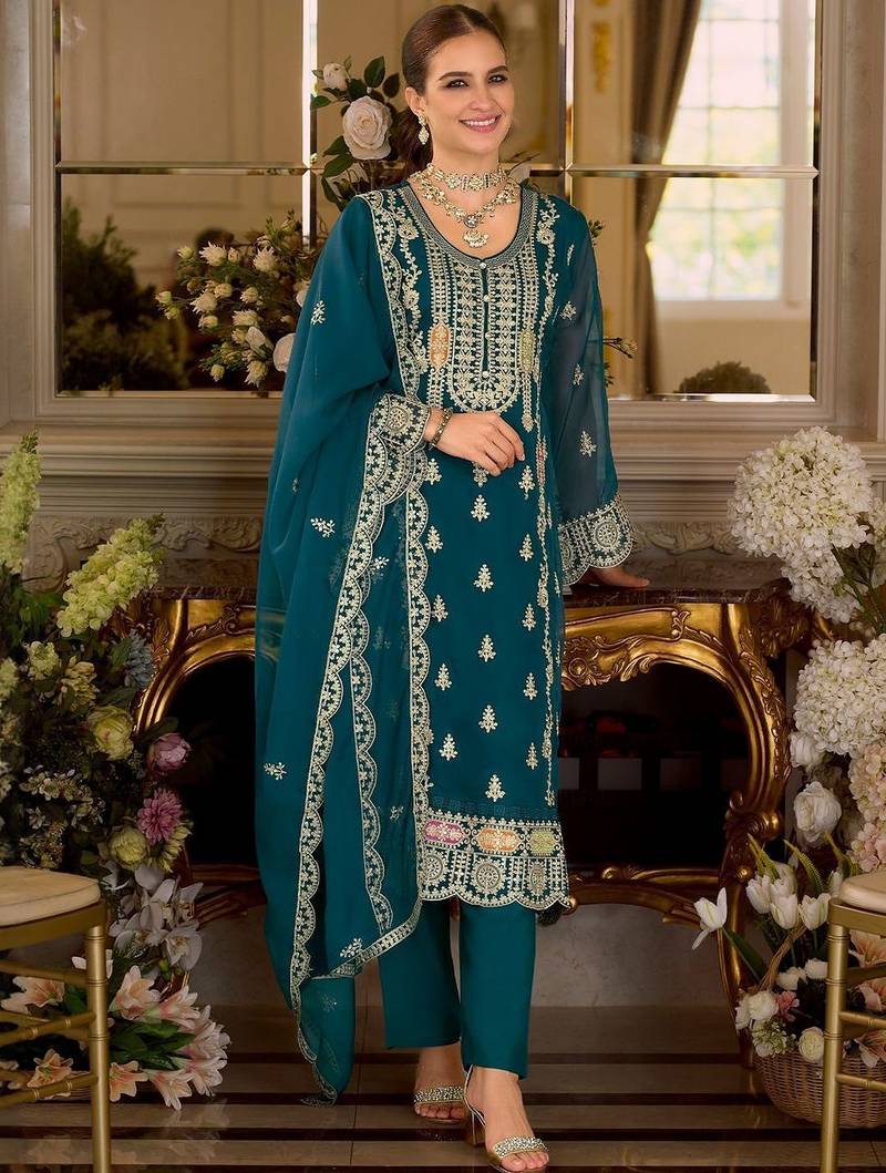 Women Ethnic Motifs Embroidered Kurta with Trousers & Dupatta