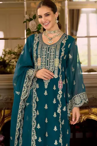 Women Ethnic Motifs Embroidered Kurta with Trousers & Dupatta