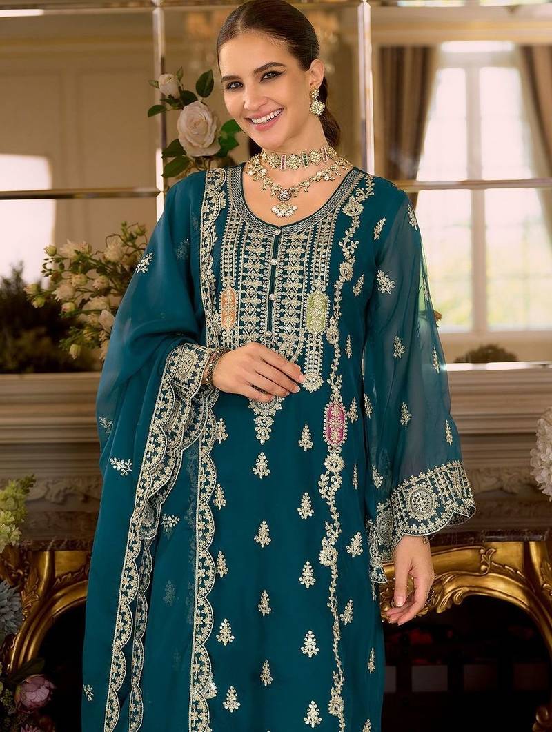 Women Ethnic Motifs Embroidered Kurta with Trousers & Dupatta