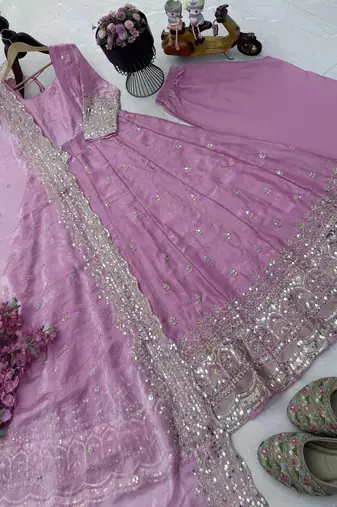 baby pink silk embroidered stitched kurta set