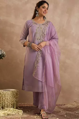 Women Ethnic Motifs Embroidered Regular Liva Kurta with Trousers & Dupatta