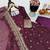 Wine fendy silk embroidered stitched kurta set