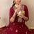 Ethnic Motifs Embroidered V-Neck Zari Straight Kurta With Trousers & Dupatta