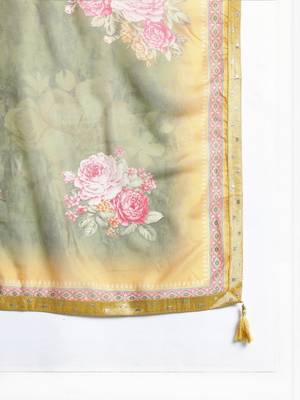 Woven Design Round Neck Straight Kurta With Trouser & Dupatta 6